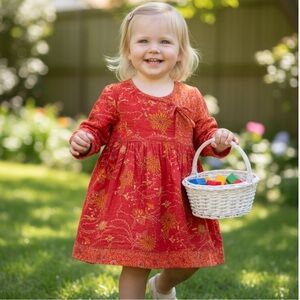 Vintage Hanna Andersson | Red Mixed Floral Dress | 80cm